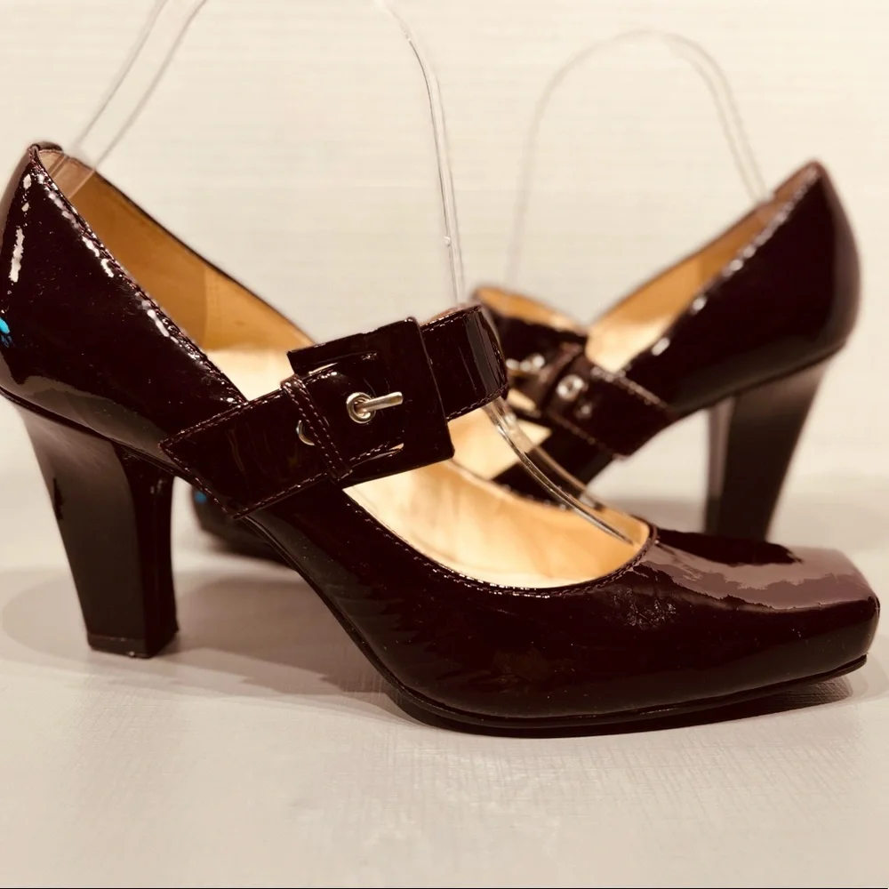 Franco Sarto Mary Jane Tenor Square Toes Side Buckle Closure Patent Leather - Picture 4 of 14